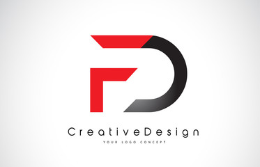 Red and Black FD F D Letter Logo Design. Creative Icon Modern Letters Vector Logo.
