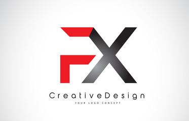Red and Black FX F X Letter Logo Design. Creative Icon Modern Letters Vector Logo.