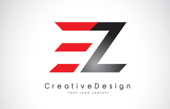 Red and Black EZ E Z Letter Logo Design. Creative Icon Modern Letters Vector Logo.