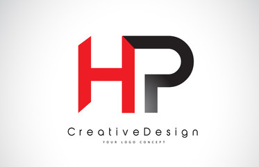 Red and Black HP H P Letter Logo Design. Creative Icon Modern Letters Vector Logo.