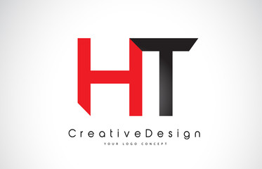 Red and Black HT H T Letter Logo Design. Creative Icon Modern Letters Vector Logo.