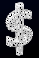 Abstract background - Dollar sign shaped cellular structures. 3D rendering.