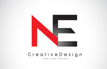 Fototapeta premium Red and Black NE N E Letter Logo Design. Creative Icon Modern Letters Vector Logo.