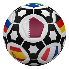 Obraz premium Soccer ball with flags. 3D rendering.