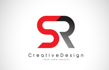 Red and Black SR S R Letter Logo Design. Creative Icon Modern Letters Vector Logo.