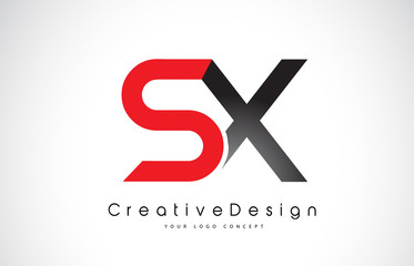 Red and Black SX S X Letter Logo Design. Creative Icon Modern Letters Vector Logo.