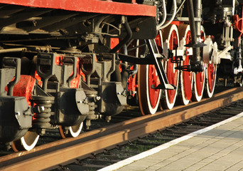 Old locomotive wheels in Brest. Belarus
