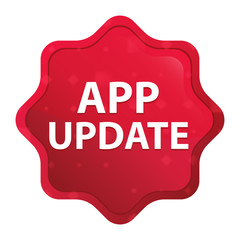 App Update misty rose red starburst sticker button