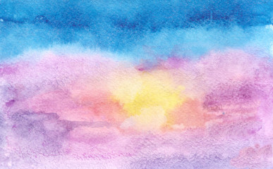 Watercolor sky background. Abstract texture. Different colors