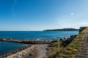 Seacoast of Antibes in a sunny winter day
