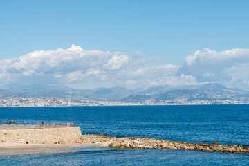 Seacoast of Antibes in a sunny winter day