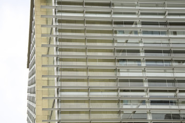 Adjustable Sun Control louver and solar Shading (horizontal) on modern building facade.