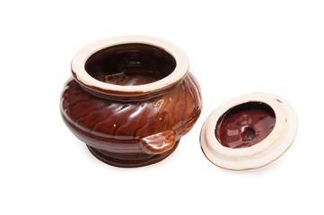 pots for baking on white background
