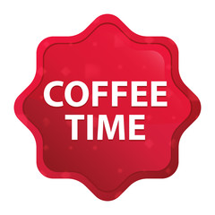 Coffee Time misty rose red starburst sticker button