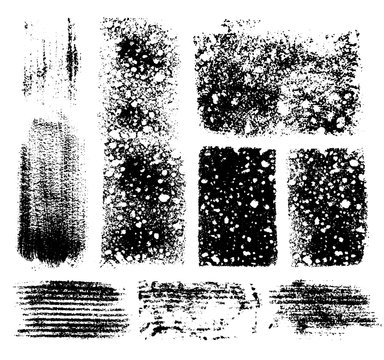 Set of ink paint sponge texture. Vector hand drawn textured template