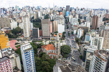 Sao Paulo, SP, Brazil, April 17, 2013. Panoramic view of the city from the terrace of the Copan Building, in the center of Sao Paulo, SP.