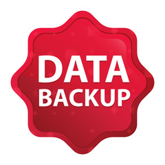 Data Backup misty rose red starburst sticker button