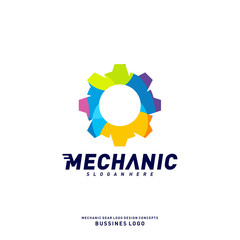 Colorful Gear Logo Design Concepts. Mechanical Gear Logo Template Vector. Icon Symbol