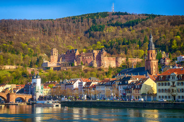 Heidelberger Schloss in Heidelberg am Neckar, Baden-Württemberg - obrazy, fototapety, plakaty