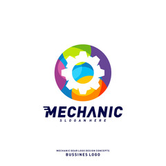 Colorful Gear Logo Design Concepts. Mechanical Gear Logo Template Vector. Icon Symbol