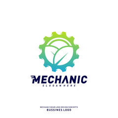 Nature Gear Logo Design Concepts. Mechanical Gear Logo Template Vector. Icon Symbol