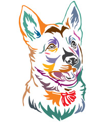 Colorful decorative portrait of puppy German Shepherd Dog vector illustration