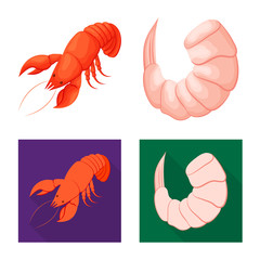 Vector design of appetizer and ocean logo. Collection of appetizer and delicacy stock symbol for web.