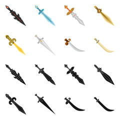 Vector design of game  and armor  sign. Collection of game  and blade  vector icon for stock.