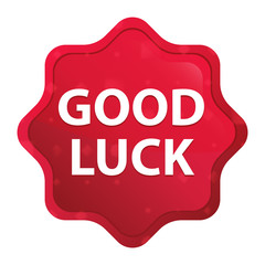 Good Luck misty rose red starburst sticker button