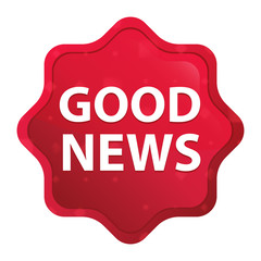 Good News misty rose red starburst sticker button