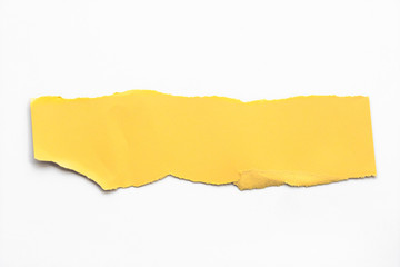 Yellow torn paper on white background. collection paper rip