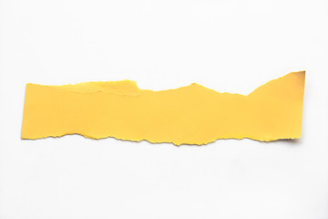 Yellow torn paper on white background. collection paper rip