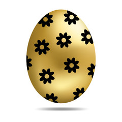 Vector Easter Golden Egg isolated on white background. Colorful Egg with Flowers Pattern. Realistic Style. For Greeting Cards, Invitations. Vector illustration for Your Design, Web.