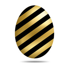 Vector Easter Golden Egg isolated on white background. Colorful Egg with Stripes Pattern. Realistic Style. For Greeting Cards, Invitations. Vector illustration for Your Design, Web.