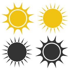Flat sun icon. Sun pictogram. Template vector illustration. 