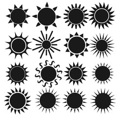 Flat sun icon. Sun pictogram.Template vector illustration. 