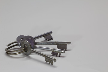 Bunch of keys isolated on a white background