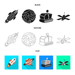 Vector illustration of astronomy and technology  symbol. Collection of astronomy and sky stock vector illustration.