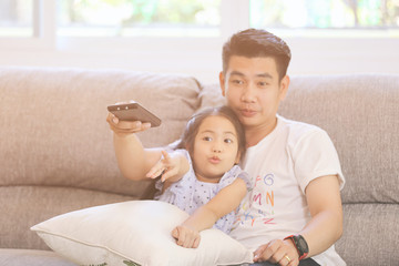 Fototapeta premium Happy family having fun times at home