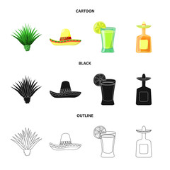 Vector illustration of cafe and Latin symbol. Set of cafe and national stock symbol for web.