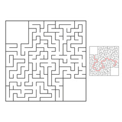 Abstract square maze. Game for kids. Puzzle for children. One entrance, one exit. Labyrinth conundrum. Flat vector illustration isolated on white background. With answer.