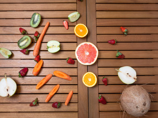 fruits on wooden table