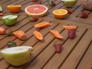 fruits on wooden table