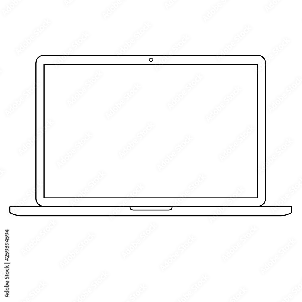 Fototapete opened laptop or notebook computer with empty screen outline. laptop outline vector. laptop or noteb