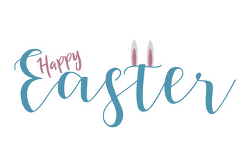 Stock Illustration Happy Easter calligraphy with bunny ears