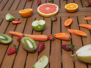 fruits on wooden table