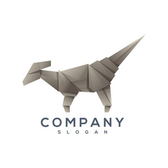 dinosaur origami style logo vector
