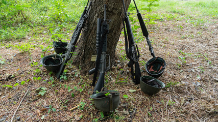 Weapon and tin hat after Maneuver.