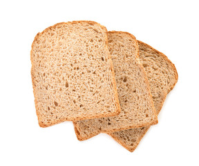Fresh bread on white background, top view