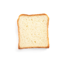 Fresh wheat bread on white background, top view